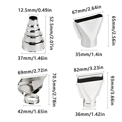 8 Pcs Heat Gun Nozzle Attachments, 35-42mm Stainless Steel Heat Gun Nozzles Kits Shrink Wrap Hot Air Gun Accessories Tools Kit (8 piece set)
