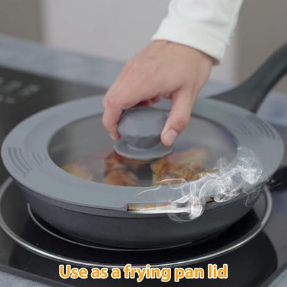 Tempered Strainer Lid for Stockpot Pot Pasta Pot Soup Pot with Heat Resistant Silicone Rim Glass Universal Pan Lids Pour Spout Water Oil Microwave Safe Fit 8-8.5-9-9.5 inch Light Grey - color: Light Grey, size: 8-8.5-9-9.5 inch