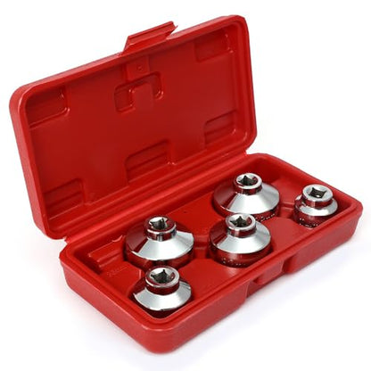 5-Piece 3/8-Inch Drive Oil Filter Wrench Socket Set: 24mm, 27mm, 32mm, 36mm, 38mm