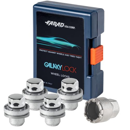 Farad GalaxyLock 382/M Chromed Lug nut Wheel-Locks Kit Suitable for Toyota Camry (M12 X 1.5 Thread Size) - Set of 4 Lug Nuts + 1 Key