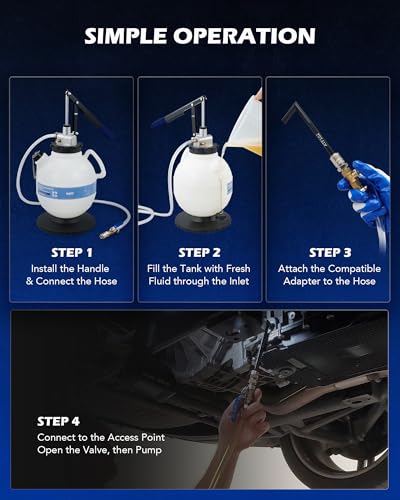 OMT 2 Gallon Transmission Fluid Transfer Pump Set with 15 ATF Adapters | 7.5L Manual ATF Refill Tool for Auto Shops; Extra Long Lever; Precise Flow Control; Durable Reservoir; Gearbox Maintenance