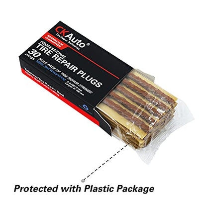 CKAuto 30pcs 4" Brown Tire Repair Strings, Automotive Tool Tire Repair Plugs for Tubeless Off-Road Tires Car, Bike, ATV, UTV, Wheelbarrow, Mower (Pack of 2) - color: Brown, size: 4" x φ0.236" 30pcs (Pack of 2)