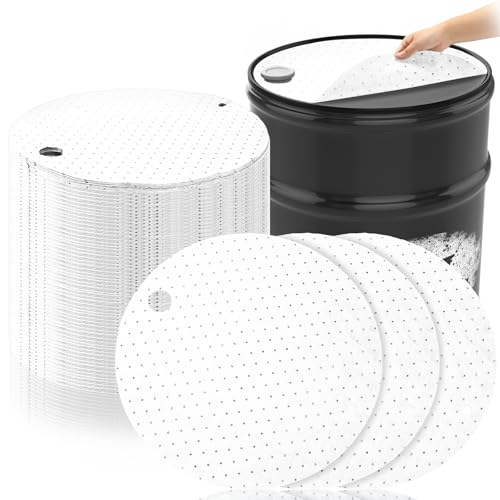 Frienda 25 Pcs Drum Top Oil Absorbent Pads for 55 Gallon Drums Barrel Absorbent Pads Mat 22" Diameter Lid Oil Mat with Bungs 0.75" and 2" Diameter(White) - color: White, size: 55 Gallon
