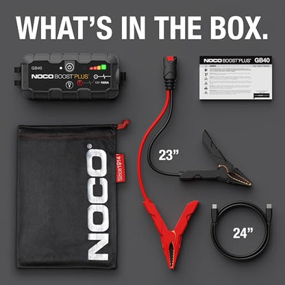 NOCO Boost GB40 12V 1000A UltraSafe Portable Lithium Jump Starter | Spark-Proof + Reverse Polarity Protection - Power Bank - 100-Lumen LED Flashlight - For 6.0L Gas and 3.0L Diesel Engines