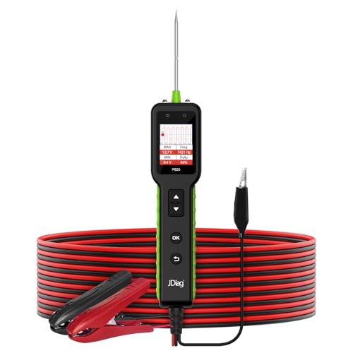 JDIAG Automotive Test Light, 0-80V DC Digital Voltage Circuit Probe Tester | 12V/24V Vehicles, Equipped With Waveform, Buzzer & Flashlight for Short/Continuity Test, Component Activation & Diagnosis