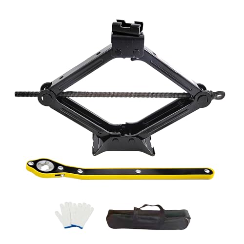 Portable Scissor Jack Roadside Emergency Tire Change Car Lift Tool | 4409 lbs Capacity, For Sedans, MPVs & SUVs, Compact Portable Kit, Vehicle Roadside Emergency Tool - size: 2T