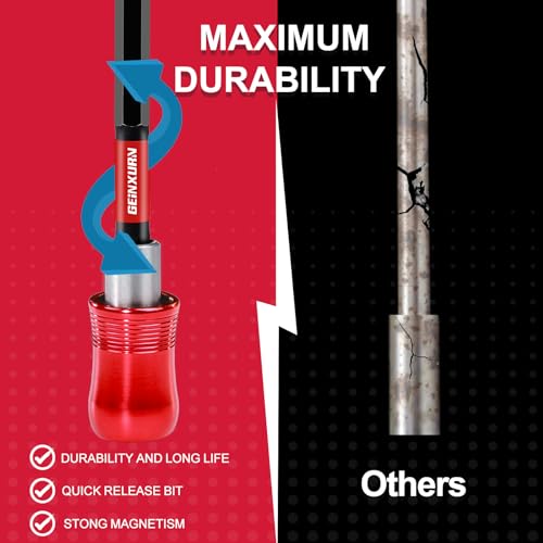 Geinxurn 12” Impact Screwdriver Bit Holders, 5PCS Magnetic Extension Quick-Change Socket Drill Bit Holder Cr-V SteelHex Shank Quick Release Drill Bit Guide - size: 12"