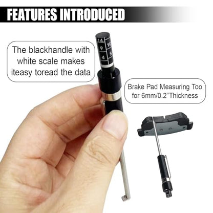 2pcs Brake Pad Thickness Gauge Measure Tool, Car Brake Measuring Tool with Scale for Internal External Pads, Tire Tread Depth Detector Pen, 1.5mm Minimum Measurement Automotive Brake Shoe Tester Kit