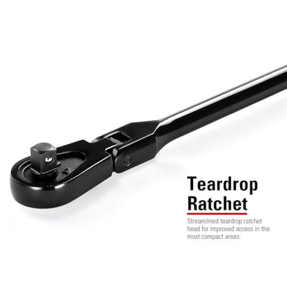 STARWORK TRUE MECHANIC™ 1/2" Drive 90 Tooth Dust-Proof Black Chrome Locking Flex Ratchet, Extra Long 33" Length - size: 33" Length