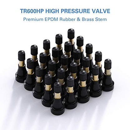 CKAuto TR600HP High Pressure Brass Rubber Snap-in Tire Valve Stem (50pcs/Bag) (Pack of 2) - size: 100 (Pack of 2)