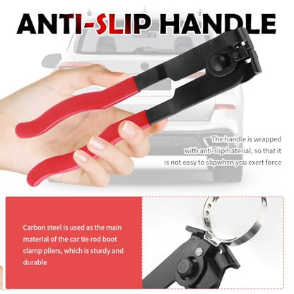 Car CV Boot Clamp Pliers Kit,Car CV Boot Clamp Tool Kit Includes Large & Small CVS Boots Clamps,Sturdy Cars CVS Axle Boots Clamps Tool Automotive Tools with Non-Slip Handle