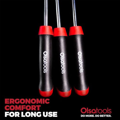 Olsa Tools Flat Pick and Hook Set - 3pc Non-Marring Pick Tools - Automotive O-Ring & Seal Removal Hook Set - Durable Steel Flat Tip Picks with Ergonomic Handles - Professional-Grade - Part: 1815