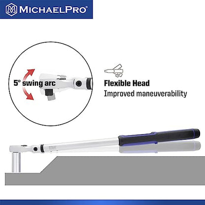 MichaelPro 1/2 Flex Head Digital Torque Wrench with Angle Function, 25 to 250 ft-lbs (34 to 340 Nm), Target Torque Multi-Alert System, 10 Available Presets | MP001227