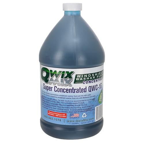 Qwix Mix 1-Gallon Windshield Washer Fluid Concentrate, Makes 500 Gallons, Biodegradable Bug, Grime & Dirt Remover Fluid, Commercial-Grade Streak-Free Glass Cleaner for Cars, Trucks & Fleets - color: Deep Blue
