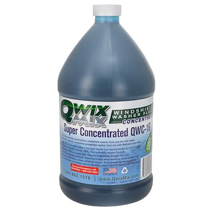 Qwix Mix 1-Gallon Windshield Washer Fluid Concentrate, Makes 500 Gallons, Biodegradable Bug, Grime & Dirt Remover Fluid, Commercial-Grade Streak-Free Glass Cleaner for Cars, Trucks & Fleets - color: Deep Blue