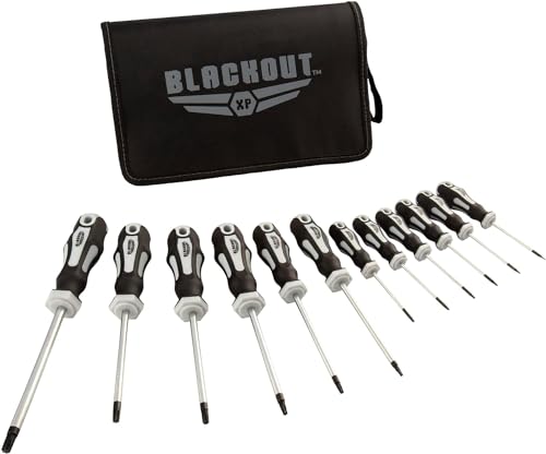 Blackout XP 12-Piece Torx Screwdriver Set Plus Zippered Carrying Bag | Precision Magnetic Screwdriver Tool Set, Black (12 Piece)
