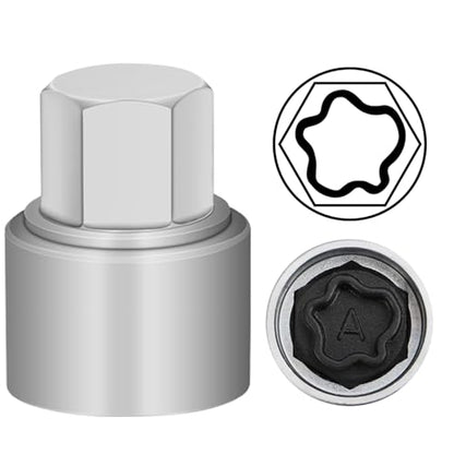 A Wheel Locking Nut Key Compatible with Audi Series, (Socket OD 27mm - ID 25mm), Wheel Lock Nut Socket Adapter, Wheel Anti-Theft Lug Nut Removal Tool, Anti-Theft Screw Remover - size: Socket A