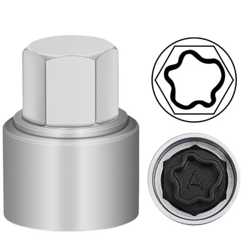 A Wheel Locking Nut Key Compatible with Audi Series, (Socket OD 27mm - ID 25mm), Wheel Lock Nut Socket Adapter, Wheel Anti-Theft Lug Nut Removal Tool, Anti-Theft Screw Remover - size: Socket A