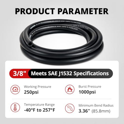 EVIL ENERGY 3/8" Transmission Oil Cooler Hose 5FT 250PSI SAE J1532 - size: 3/8 5FT