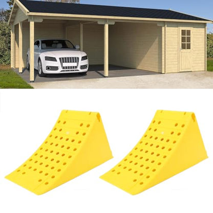 Jiawu Wheel Chocks, 2Pcs Heavy Duty Wheel Stoppers, Anti Slip Wheel Wedge, Anti Slip Tire Stopper Block Set, Vehicle Service Ramps, Triangular Wheel Stopper for Trailer, RV, Truck, Car
