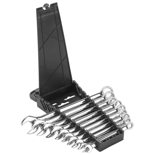 HAKZEON 10 Piece Metric Ratcheting Combination Wrench Set, Chrome Vanadium Steel, Include Metric Sizes 8 mm - 19 mm with Organizer, 12 Point for Automotive Machine Repair