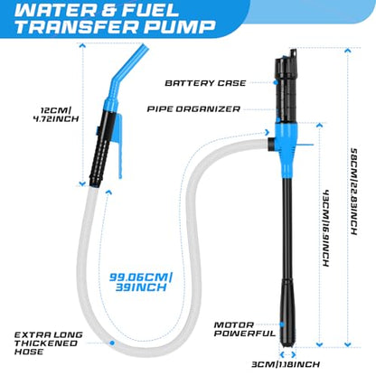 Portable Transfer Pump Battery Operated Electric Siphon Pump for Gas, Fuel, Diesel, Water Transfer 2.4 GPM Flow Oil Extractor, 47 Inches Hose-Easy to Use Hand Fuel Pump, Multi-Use Transfer Pump(Blue) - color: 1 Pack Blue 2