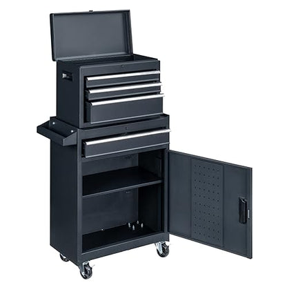 Rolling Tool Chest, Tool Box Organizer with Storage Cabinet, Portable Tool Cabinet, Rolling Tool Cart Utility Cart on Wheels, Industrial Mechanic Service Cart with Drawers for Garage, Repair Shop