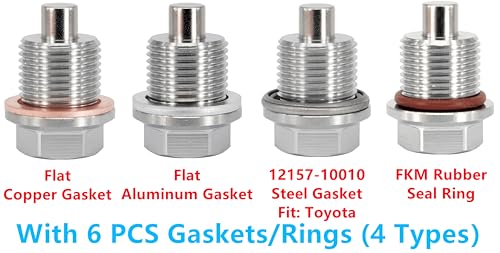 1PC M18x1.5 Stainless Steel Magnetic Engine Transmission Oil Drain Plug Fit Acura Honda Toyota BMW Volvo Porsch Can-Am Rolls-Royce Select Model, Replace 90021900930 90341-18023 DP007 - size: M18x1.5