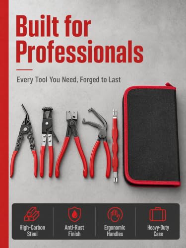 5 Piece Electrical Disconnect Pliers Electrical Connector Removal Tool Set Automotive Trim Clip Hose Clamp Release Car Specialty Tool Set for Car Tight Engine Bay Repair Maintenance