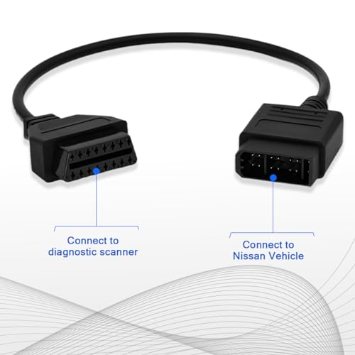 OBD1 to OBD2 Adapter Cable for Nissan Vehicles OBD2 16Pin to OBD1 14Pin OBDII Car Diagnostic Connector Compatible with OBD II Diagnostic Scanner (14Pin for Nissan)
