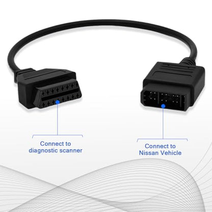 OBD1 to OBD2 Adapter Cable for Nissan Vehicles OBD2 16Pin to OBD1 14Pin OBDII Car Diagnostic Connector Compatible with OBD II Diagnostic Scanner (14Pin for Nissan)