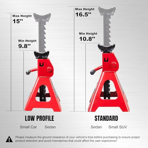 Jack Boss Jack Stands Low Profile 2 Ton(4000 LBs) Lifting Car Stand, Fit Use for Cars Automotive Small Vehicles, 2 Pack - style: 2T low profile