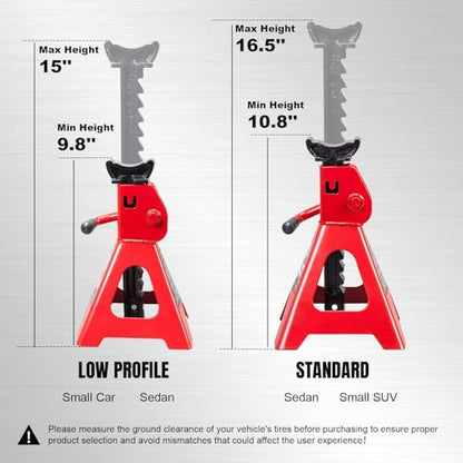 Jack Boss Jack Stands Low Profile 2 Ton(4000 LBs) Lifting Car Stand, Fit Use for Cars Automotive Small Vehicles, 2 Pack - style: 2T low profile