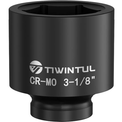 3-1/8" Impact Socket 1" Drive, Deep 6 Point CR-MO for Semi-Truck | Heavy Duty Socket for High Torque Impact Wrench, Heavy Duty Socket for Construction, Oilfield & Wind Power Maintenance - size: 3-1/8"(1 PCS)