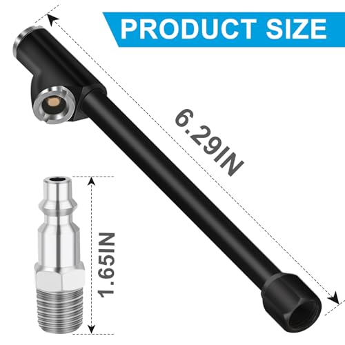 6.2“ Extended Dual Head Air Chuck, 2-Way Connection Closed 1/4" FNPT Tire Air Chuck for Tire Inflator Gauge and Air Compressor Accessories (2 Pack)