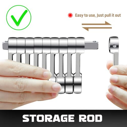 DISEN 10-Piece Metric Torque Wrench Adapter Set (10-19mm) - Chrome Vanadium Steel, 3/8-inch Square Drive Torque Adapter, Extension Rod Repair Tool, Color Box Packaging - style: Metric