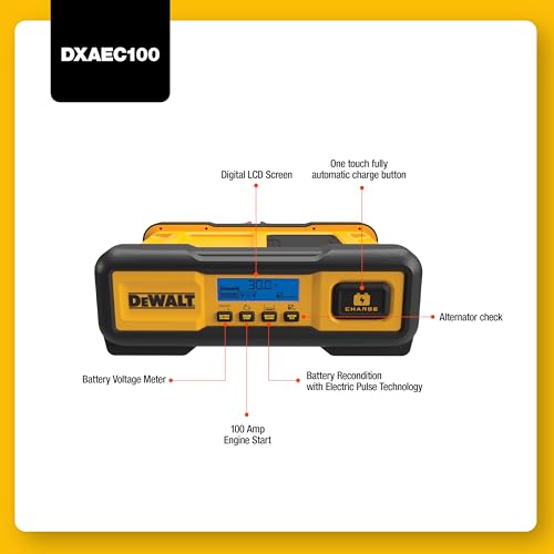 DeWalt DXAEC100 30 Amp Battery Charger, for Vehicles | 100 Amp Engine Start, 30 Amp Charger, 3 Amp Maintainer - size: 30 Amp