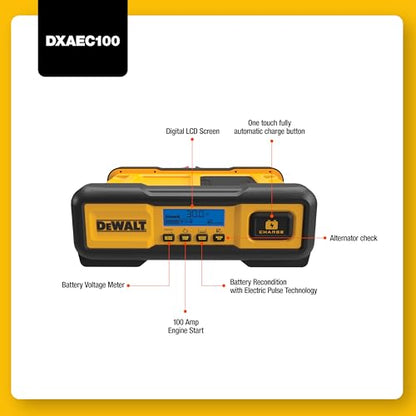 DeWalt DXAEC100 30 Amp Battery Charger, for Vehicles | 100 Amp Engine Start, 30 Amp Charger, 3 Amp Maintainer - size: 30 Amp