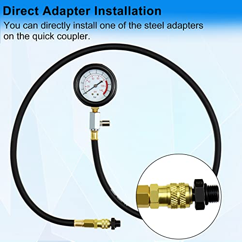 JoyFans Oil Pressure Tester Tool, 0-140PSI Oil Pressure Gauge Kit for Fuel System Mechanical Sensor Engine Cylinder Compression Test with Hose Adapters for Cars ATVs Trucks Use Black Case - color: Black Suitcase