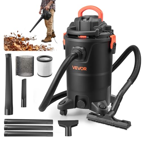 VEVOR 3-in-1 Shop Vac, 8 Gallon Wet Dry Shop Vacuum, 4.5 Peak HP Portable Vacuum Cleaner with Blower, Dual-Filter, 950W Input Power, 1.25in x 7ft Hose, 9.8ft Cord for Jobsite, Workshop, Garage, Home - color: Plastic, size: 8 Gal+4.5 Peak HP+Detachable Blo