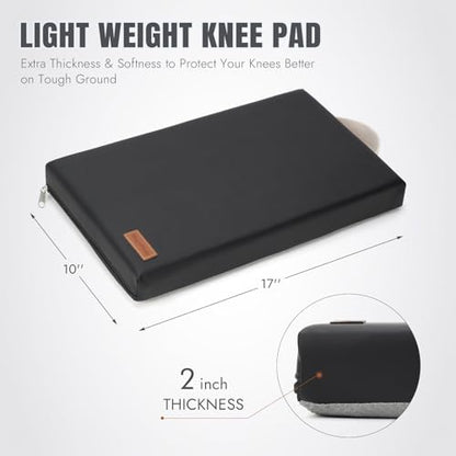 HappyPicnic Waterproof Garden Kneeling Pad - 2" Thick Soft Foam Kneeling Mat for Gardeners with Handle & Removable Cover, Knee Support for Bathing, Black - color: Black
