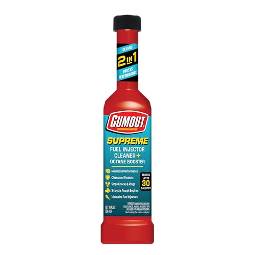 Gumout 510233 Supreme 2 in 1 Fuel Injector Cleaner + Octane Booster, 10 Oz. Improves Engine Power & Performance & Prevents Deposit Build Up, Treats 30 Gallons - style: Fuel Injector Cleaner + Octane Booster