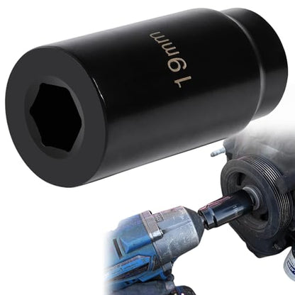 Harmonic Balancer Socket Tool 77080 for Honda 19mm Crank Bolt Socket, 3 Times Momentum Power of Standard Impact Sockets, Deep Counter-Weighted Design Increased Torque - size: 19mm