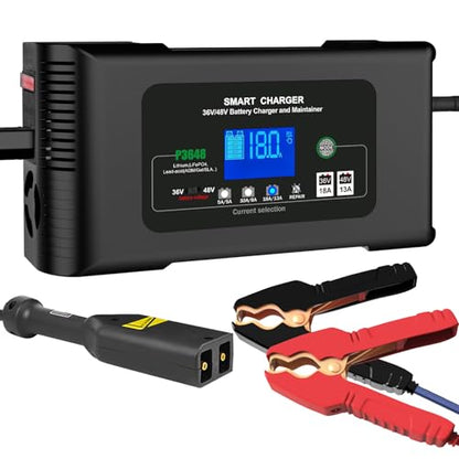 Golf Cart Battery Charger 36V 18A and 48V 13A Trickle Charger,36 Volt Golf Cart Charger,for EZGO TXT Text with Powerwise,Lithium, LiFePO4, Lead-Acid AGM/Gel/SLA..Battery Chargers,D Style Plug - size: D Style Plug
