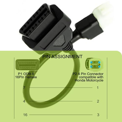 OBD2 OBDII 4 Pin Plug Diagnostic Cable Adapter Compatible with Honda Motorcycle - color: per Honda 4Pin