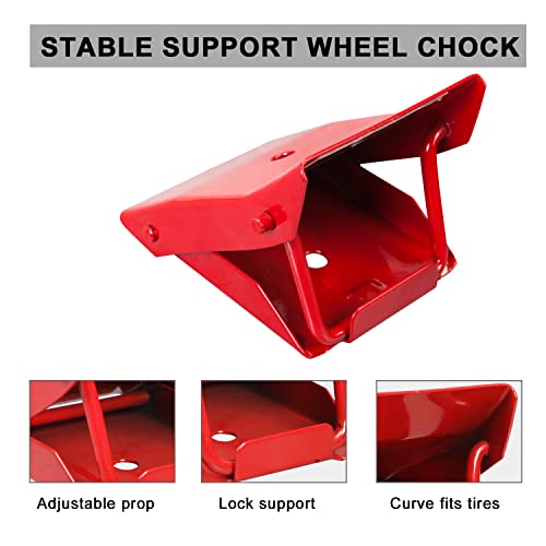 Big RED 2 Pack Steel Wheel Chock Foldable Tire Stop for Car,Trailer, TD5775