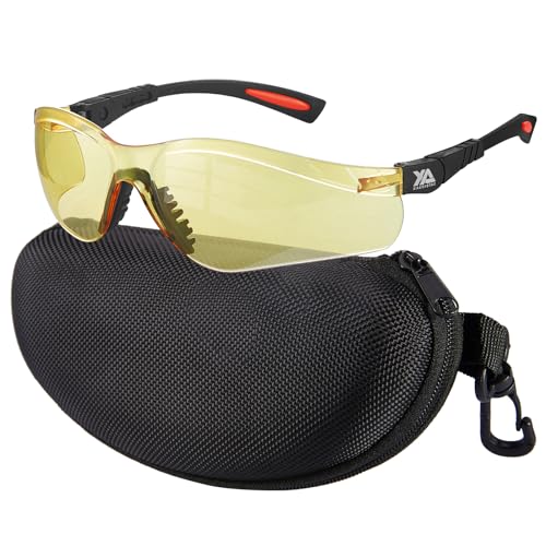 xaegistac Shooting Glasses Anti Fog -Shooting Range Eye Protection | Adjustable Safety Glasses with Z87.1 Certificated Impact Reistance - color: Black Orange Frame Yellow Lens