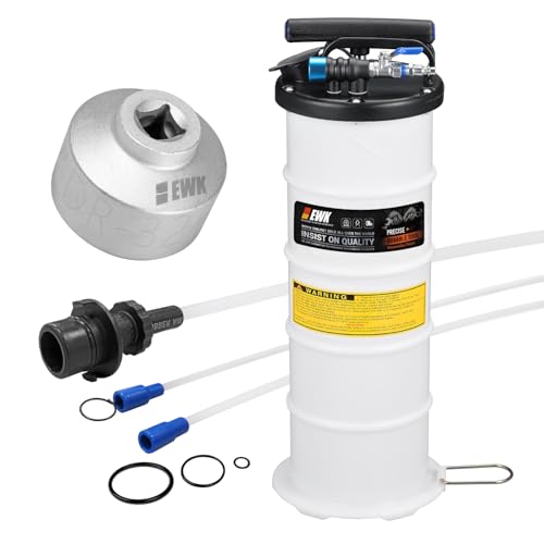 EWK Oil Change Kit, 6.5L Pneumatic/Manual Oil Extractor Pump + 32mm Low Profile Oil Filter Wrench Socket, Complete DIY & Garage Solution for Clean, Maintenance - size: 6.5L + 32mm Oil Filter Wrench