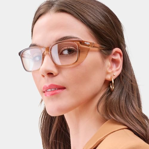 Stoggles Rectangle Z87.1 Certified Safety Glasses, Blue-Light, UV Blocking Lens, Top & Side Shield, Anti-Fog, Stylish Eyewear - color: Cold Brew, size: Medium Standard Fit