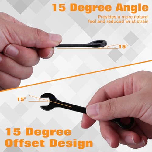 20PCS Mini Wrench Set 4mm-11mm & 5/32"-7/16" | Standard Metric and SAE, Black Electrophoretic Coating, Portable Pouch and Key Rings, Open End and Box End Combination - size: SAE&Metric Set A